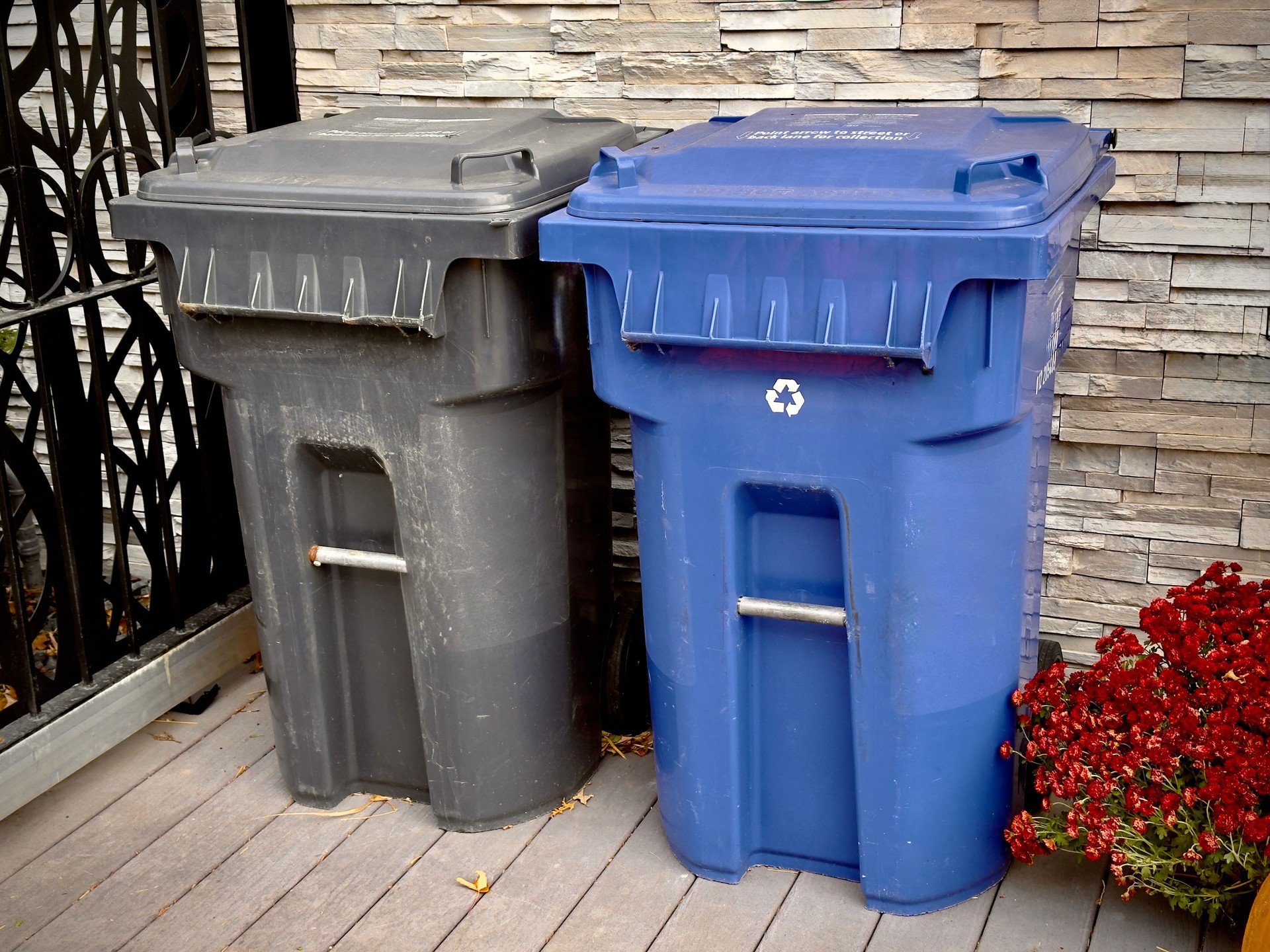 Garbage bins for waste separation near the house